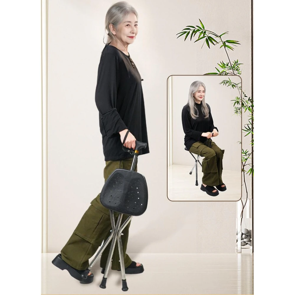 喜可xekoro拐杖老人防滑走路折疊便攜行走輕便手杖兩用可坐助步器多功能凳子