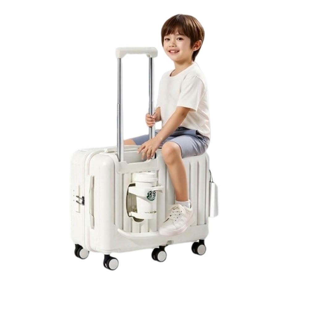兒童可坐可騎行李箱 20/22吋 360°萬向靜音輪登機箱 加厚耐摔寶寶旅行箱 帶杯架兒童拉桿箱 3-12歲