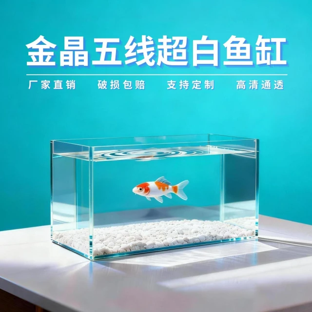 矮款玻璃魚缸金晶五線超白直角玻璃缸加厚高透展示玻璃缸裸缸