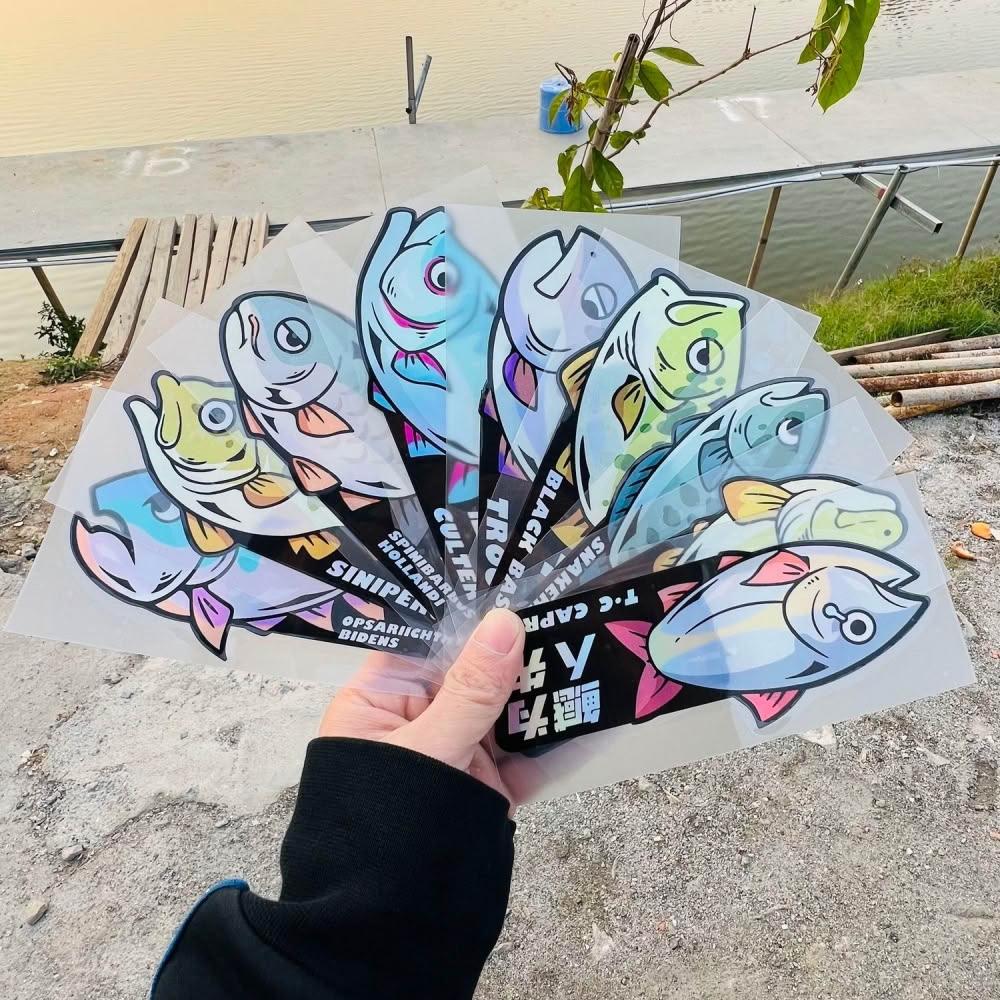 路亞魚種貼紙 釣魚箱貼 防水耐磨 路亞箱裝飾貼 黑鱸 鱒魚 雷魚 魚種標示貼 釣具箱貼紙