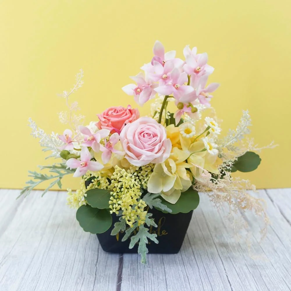 【HUGO DECO 榆果傢飾】粉漾蝴蝶蘭玫瑰香氛花藝(進口擬真花/送花/永不凋零/佈置/人造花/送禮/母親節)