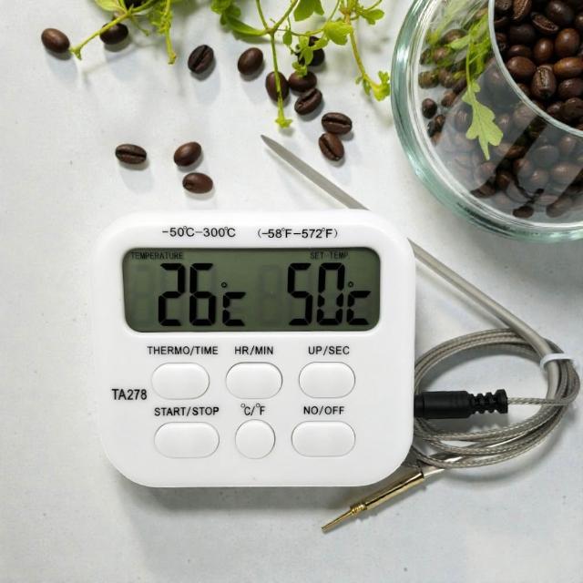 警報式電子溫度計｜食品溫度計・溫度警報＋計時器・探針測溫
