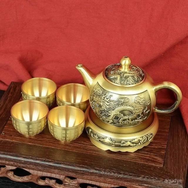 銅酒壺銅酒杯龍鳳銅茶壺家用供佛拜神酒純銅茶壺酒壺水壺敬水壺淨水壺僊