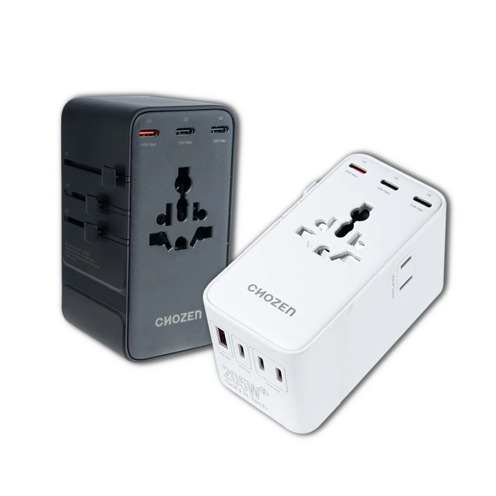 【CHOZEN】萬國轉接插座 205W GaN氮化鎵｜PD3.1 USB-C快充 9孔輸出 旅行出國必備(贈收納盒)