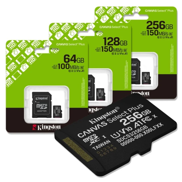 【Kingston 金士頓】Canvas Select Plus 記憶卡 64G 128G 256G 512G 1TB microSD 公司貨