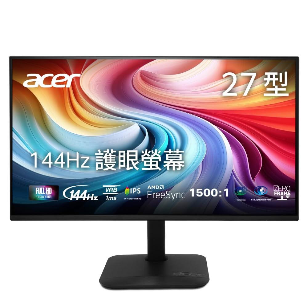 Acer宏碁 KB272 Acer宏碁 KB272 27型平面 IPS 顯示器,搭載 1920x1080 FHD 解析度與 120Hz 更新率,提供流暢視覺體驗。支援 FREESYNC 技術,減少畫面撕裂,適合遊戲與工作使用。介面包括 HDMI、VGA 及其他,16:9 比例,無觸控功能,享 3 年保固保障。