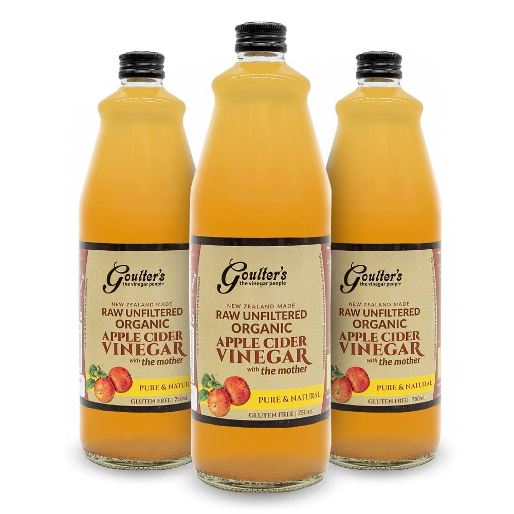 【Goulters】Goulters Vinegar-紐西蘭有機蘋果醋-未過濾(ACV) 750ml x3入｜三瓶以上超商不收，請選黑貓宅配