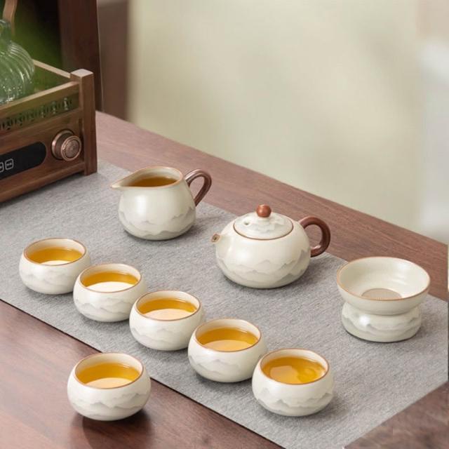 高檔茶具功夫茶具大容量汝窯功夫茶具套裝家用客廳喝茶泡茶蓋碗茶壺茶杯