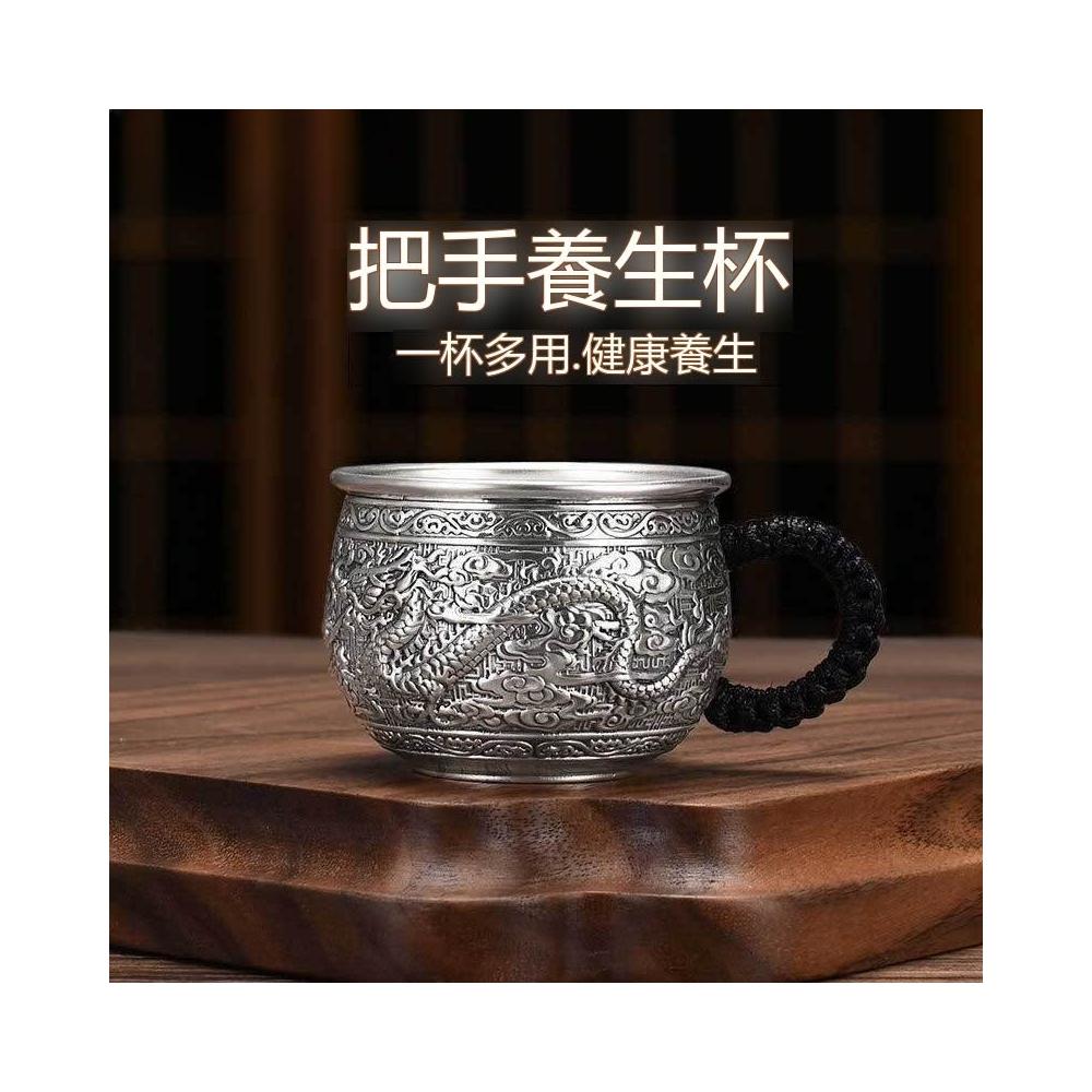 超低下殺】 純銀999銀茶杯品茗杯龍鳳家用防燙把手銀盃手工功夫茶具