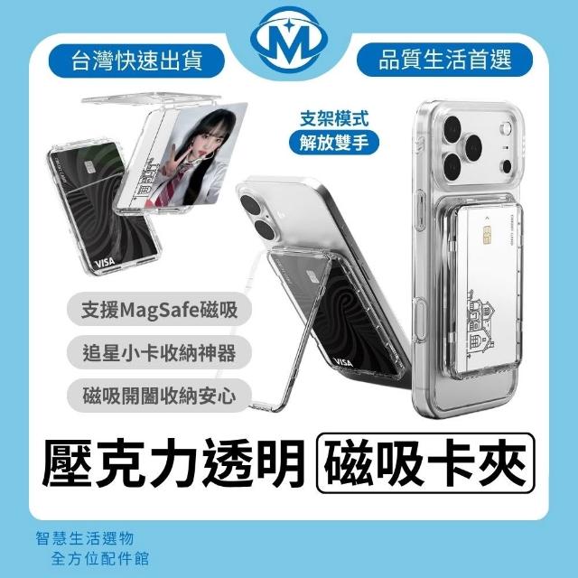 魔比歐 Magsafe 壓克力透明磁吸卡夾 ( 信用卡 悠遊卡 門禁卡 員工證 證件收納套 手機支架 )