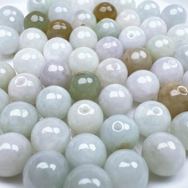 【玉我翡翠】糯種圓珠8.1mm(單顆售) A1076 散珠DIY 串珠 飾品 配飾 材料 緬甸A貨翡翠【玉我翡翠】