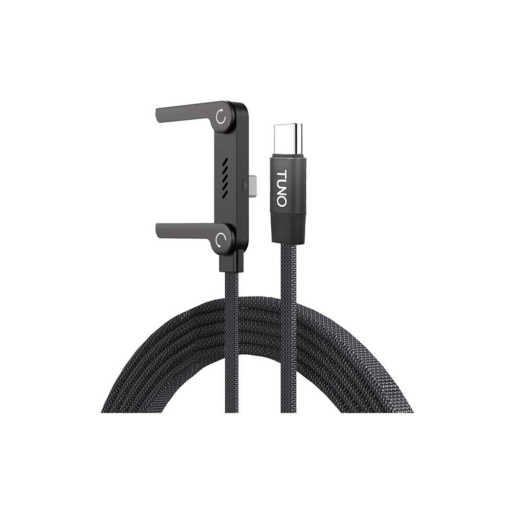 【TUNO 圖諾】支架編織充電線 240W 1.5米 Type-C 快充線 L型彎頭 遊戲不卡手 筆電充電線 PD快充線