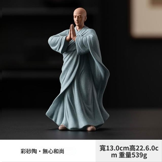 紫砂禅意小和尚茶寵擺件中式創意佛系小沙彌茶桌面裝飾品茶道配件文創茶
