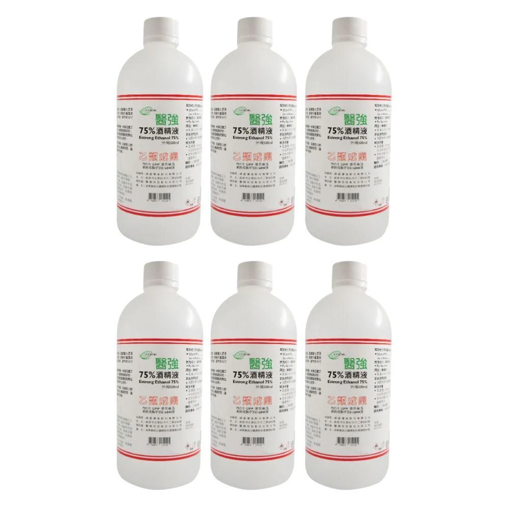 【醫強】克司博 唐鑫 75%酒精液 藥用酒精 6入組／12入組（500ml/瓶，台灣製造）