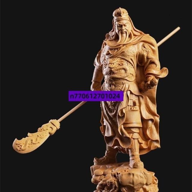 關公武財神像黃楊木雕刻關二爺手工藝品家居客廳裝飾人物擺件