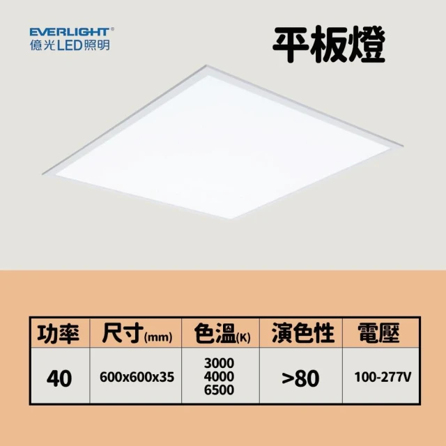 【Everlight 億光】億光 LED 平板燈 40W led燈 輕鋼架燈 led平板燈 客廳燈 天花板燈 平板燈 辦公室燈具