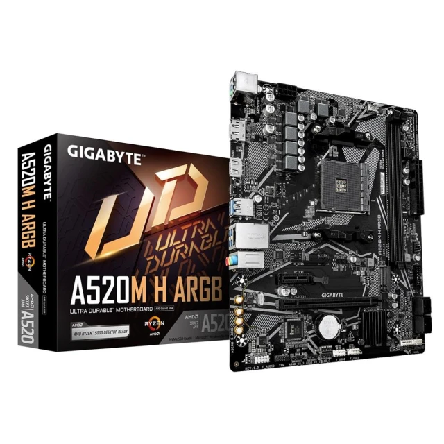 【GIGABYTE 技嘉】A520M H ARGB【M-ATX/AM4腳位】主機板+AMD R5-3400G 盒裝 CPU