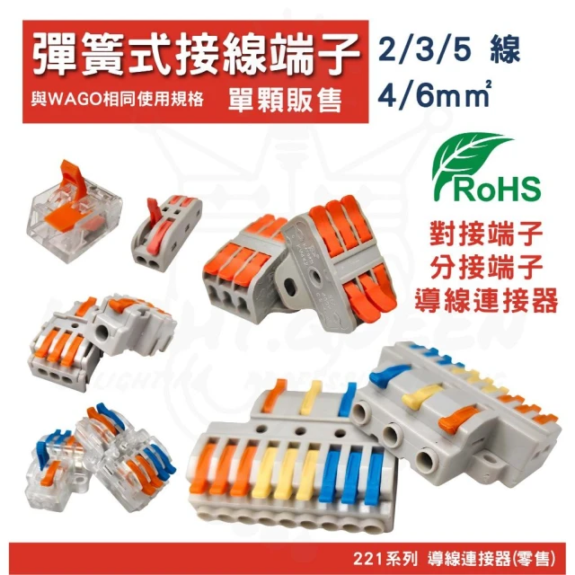 快速端子連接器 2/3/5線導線連接器 4mm² 6mm² 安裝支架 電線連接器 快速接頭 電線連接 端子 燈后