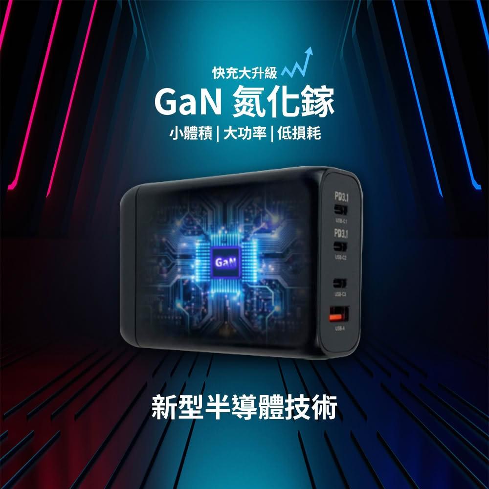 【Lami Fans】 GaN氮化鎵4孔快充充電器 140W MAX三種替換變壓插頭(手機平板 筆電耳機 type-c usb-a PD快充
