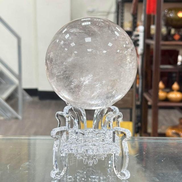 御古齋】天然清透料白水晶球水晶之王淨化磁場強能量時來運轉有球必應