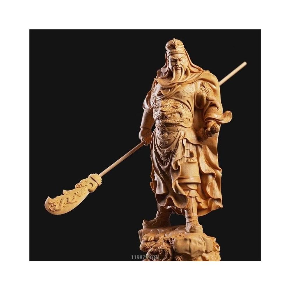 🔥🔥關公武財神像黃楊木雕刻關二爺仿古手工藝品家居客廳裝飾人物擺件