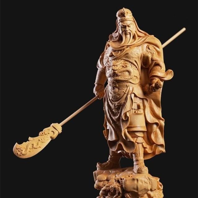 黄楊木彫 関公武財神像 工芸品 置物 🔥🔥關公武財神像黃楊木雕刻關二爺仿古手工藝品家居客廳裝飾人物擺件