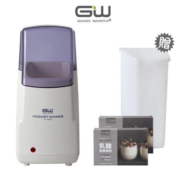【GW 水玻璃】[官方直營]-優格製造機超值全配組(1優格機+菌粉30包+1發酵杯) (宅配限購1組，2組以上請分開下單)-冷藏配送