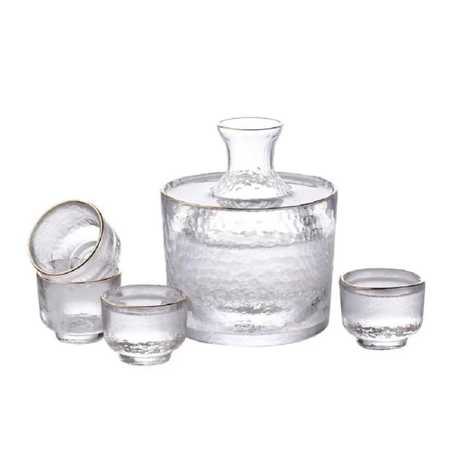 冰溫兩用清酒壺套組 清酒壺310ml/溫酒缸580ml/清酒杯40ml 錘紋壺 小豬口杯 溫清酒 溫酒壺 日式酒具