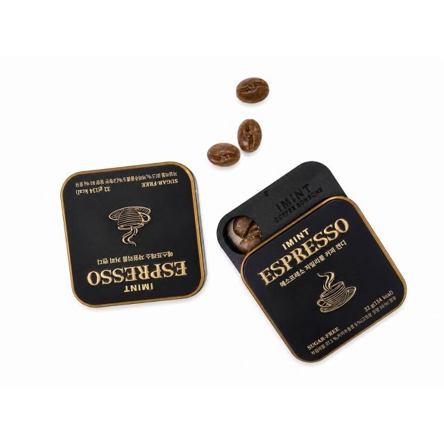【BBHONEY】韓國I'MINT ESPRESSO 義式濃縮黑盒薄荷 韓國咖啡糖 黑鐵盒裝 1入