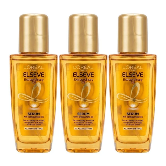 【L’OREAL Paris 巴黎萊雅】金緻護髮精油 金色款 30ml*3  髮油