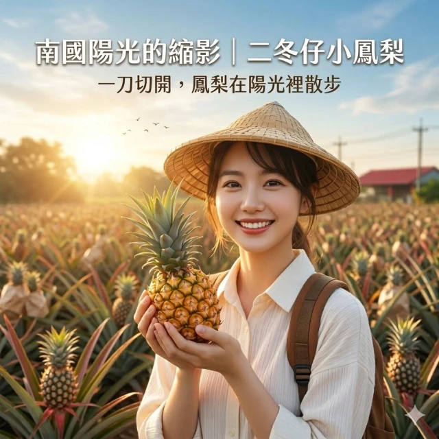 (免運)農創小舖📢屏東二冬仔小鳳梨 金鑽鳳梨 免運費1箱15斤 甜度提升 香氣更足 口感細緻 果農 小農 產季到六月底
