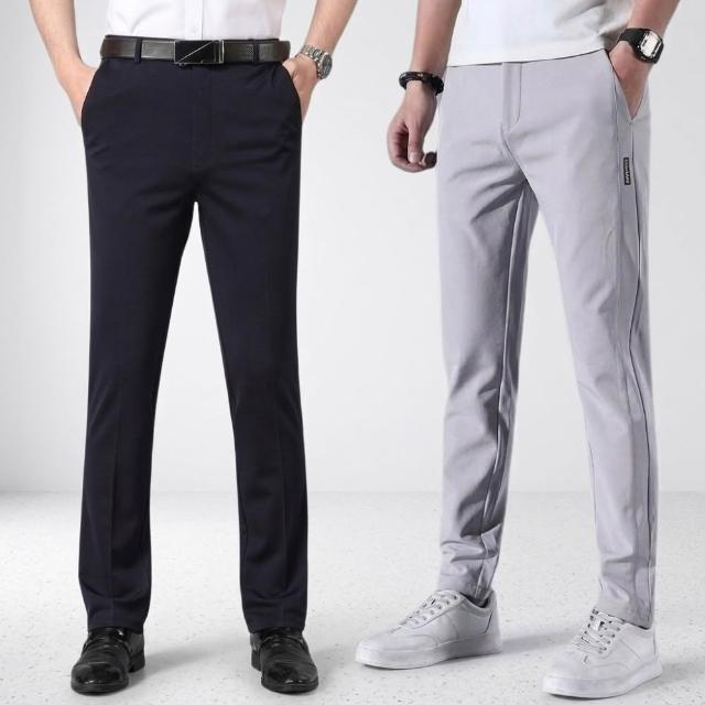 【阿堯的店】夏季冰絲薄款休閒褲 涼感長褲 男生修身冰感褲 超彈力西裝褲 88熱銷 商務長褲 【1063】