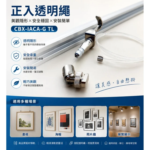 CBX-IACA-G TL 含稅 正入透明線 透明繩掛圖器 吊圖透明線掛畫器 正入掛圖鈎 吊圖鋼索 掛圖器 掛畫鉤 掛畫