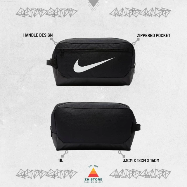 【NIKE 耐吉】Nike Brasilia 11公升 手提 鞋袋 鞋子收納 鞋盒袋 健身包 黑 BA5967-010