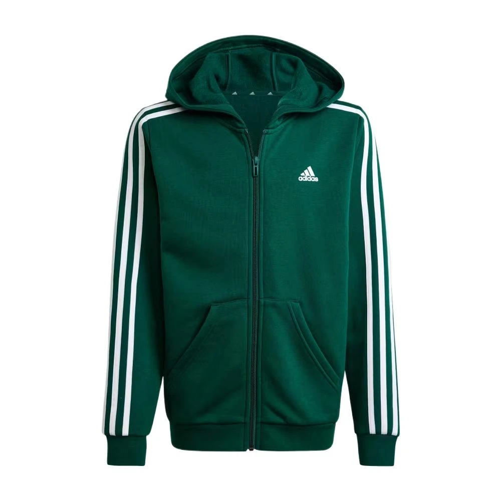 【adidas 愛迪達】JJ3187 adidas衛衣 ESSENTIALS 3-Stripes 條紋連帽舒適時尚 兒童款