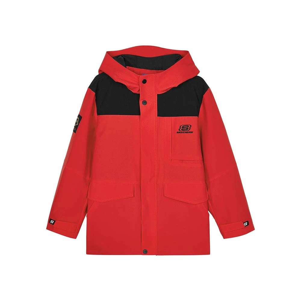 【SKECHERS】L125B002-001W Skechers斯凱奇棉衣 秋冬百搭舒適保暖防風學生男女情侶戶外休閒跑步運動 2件套 賽車紅 青少年